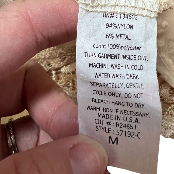 Shine On You Gold Sheer Tank Top Lace Front Mesh Back M See Through - Picture 7 of 8